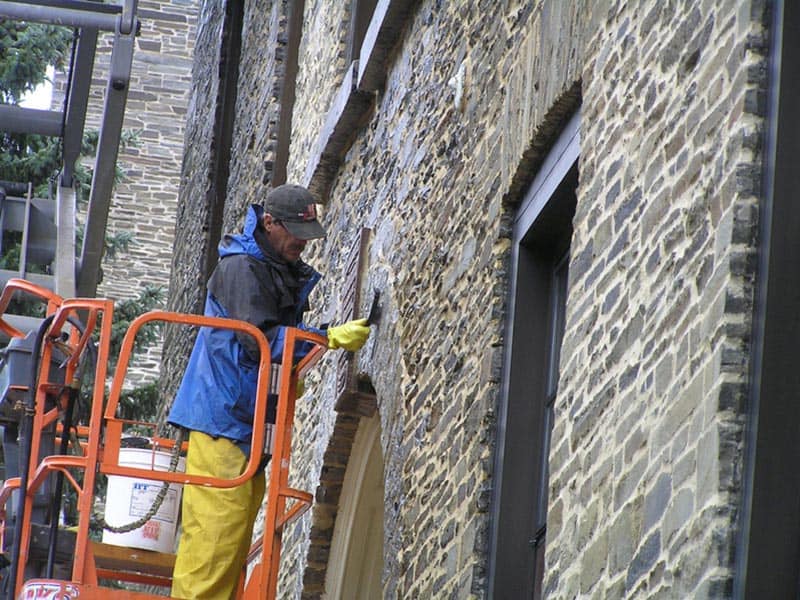 Colgate University Alumni Hall masonry facade restoration cleaning